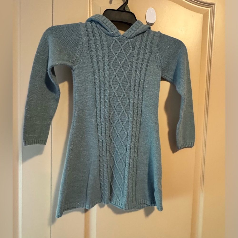 Nannette Blue Knit Hooded Dress girl
